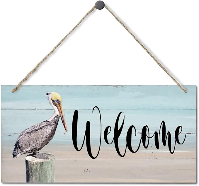 Rustic Hanging Welcome Wood Sign, 12 * 6inch - Farmhouse Porch Wall Art