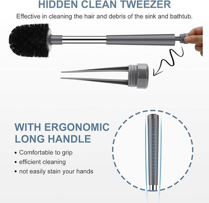 SetSail Toilet Brush and Holder 2 Pack, Self Closing Lid Toilet Bowl Brushes Holder and Extra Long Handle Ventilated Toilet Brush Set for Bathroom Cleaning, Nylon Bristles, Grey