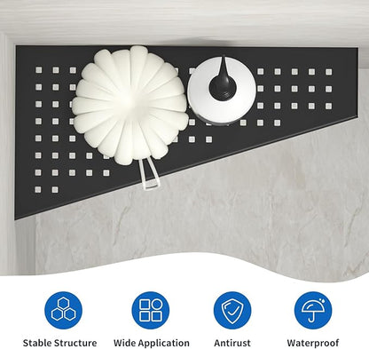 Corner Shower Shelf 2PCS, Trapezoid Bathroom Shelves 12'' for Tiled Wall, 304 Stainless Steel Grout in Shelf, No Drilling Needed (Black)