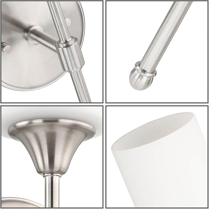 XiNBEi Lighting Wall Light 1 Light Wall Sconce with Glass, Bath Vanity Sconce for Bathroom Bedroom & Living Room, Brushed Nickel Finish XB-W1216-BN