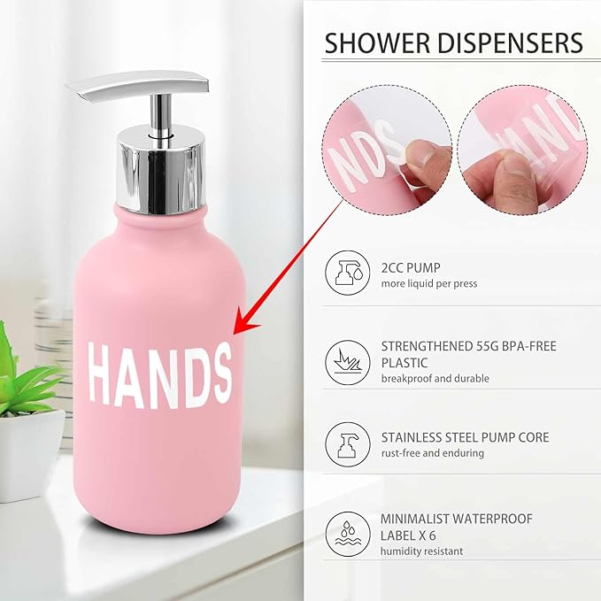 Pink Bathroom Accessories Set - 10 Piece Bathroom Set with Trash Can and Toilet Brush, Soap Dispenser, Toothbrush Holder and Cup, Soap Dish, and Qtip Holder, for Housewarming Gift