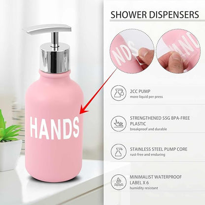 Pink Bathroom Accessories Set - 10 Piece Bathroom Set with Trash Can and Toilet Brush, Soap Dispenser, Toothbrush Holder and Cup, Soap Dish, and Qtip Holder, for Housewarming Gift