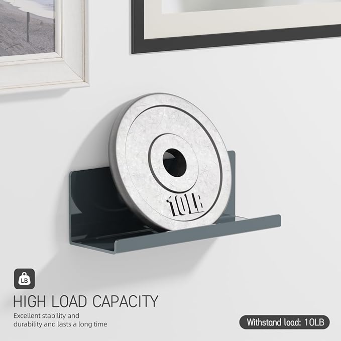 Adhesive Floating Shelves for Wall No Drilling, 12 Inch Acrylic Self Adhesive Shelves, Stick on Shelves, Dorm Wall Shelf, for Bathroom, Kitchen, Bedroom, Office, Gaming Room, Gray