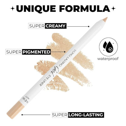 Nude Waterline Eyeliner, Ultra Long Lasting Gel Eyeliner Pencil, Waterproof Eye Liner, Smudge Proof, Creamy Eye Pencil, Sweat Proof Makeup, Highly-Pigmented White (407 Shade)