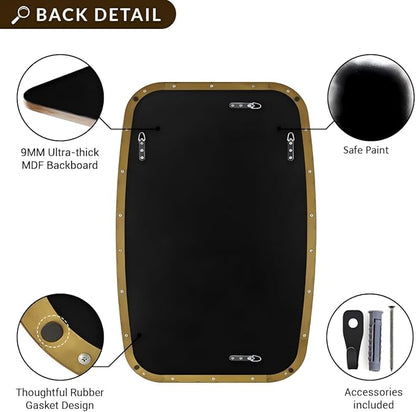 ANDY STAR 30x36” Gold Bathroom Mirror, Oblong Brass Mirror with Stainless Steel Metal Frame, Brushed Gold Oval Vanity Mirror for Over Sink, Modern Anti Rust Wall Mounted