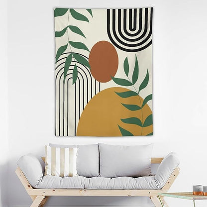 ICMOLYYENLO Boho Plant Aesthetic Tapestry, Abstract Medieval Arch Sun Home Aesthetic Wall Hanging For Bedroom Living Room Dormitory Tapestry 60x60 Inches