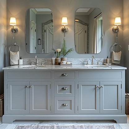 ANDY STAR Chrome Oblong Mirror, 30x48 Inch Polished Chrome Oval Mirror for Bathroom with Stainless Steel Metal Frame, Wall Mouned for Bathroom, Living Room, Entryway