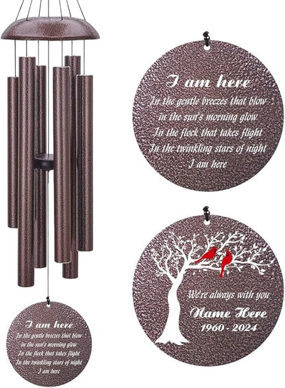 Personalized Sympathy Wind Chimes, Personalized Wind Chimes for Loss of Loved One, Commemorative Sympathy Gifts for Funerals, in Memory of Dad/Mom/Husband/Wife, Ship from US