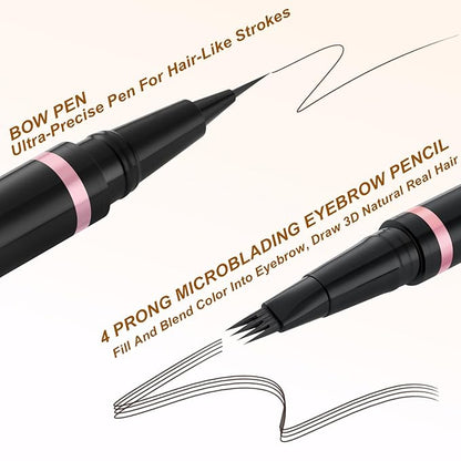 2-in-1 Waterproof Eyebrow Pen with Dual-ended Pencil & Brush - Natural Looking Brows (Espresso)