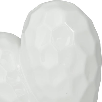 Deco 79 Porcelain Ceramic Heart Decorative Sculpture Dimensional Angled Origami Inspired Home Decor Statue, Accent Figurine 8" x 3" x 8", White