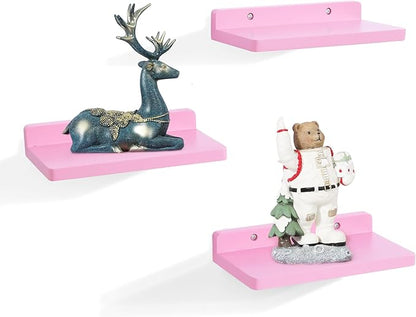 Small Floating Shelf,5 x 8.5 Inch,Set of 3 Small Wall Shelf for Bedroom Living Room Bathroom Kitchen Office (Pink)