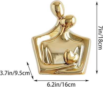 Porcelain Romantic Couple Figurines Statue Gold Aesthetic Decorations Hugging Couple Sculptures - Modern Ceramic Sculpture Home Accents for Living Room Bedroom Coffee Table, Desktop, Bookshelf