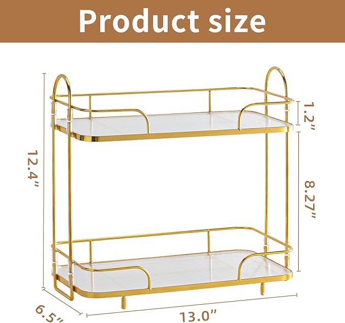 2 Tier Corner Bathroom Counter Organizer, Cosmetic Skincare Organizer, Bathroom Countertop Perfume Tray Vanity Organizer, Kitchen Spice Corner Storage Shelf