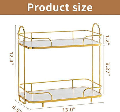 2 Tier Corner Bathroom Counter Organizer, Cosmetic Skincare Organizer, Bathroom Countertop Perfume Tray Vanity Organizer, Kitchen Spice Corner Storage Shelf