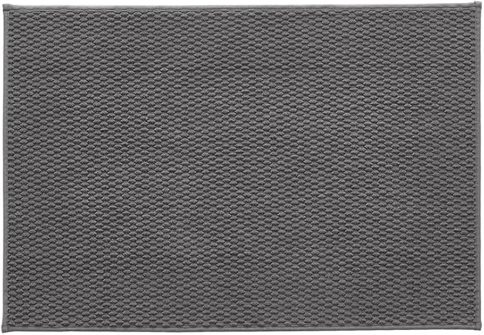 Bathroom Rugs Non Slip Washable, Super Absorbent Thin Bath Mat Quick Dry Low Pile Bathroom Rug, Dark Grey 24"x36"