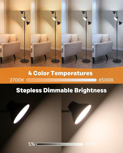 RGBCW Floor Lamp, 36W Bright Color Changing Lamp, Modern Stepless Dimmable LED RGB Floor Lamp with Remote & Touch Control, Standing Lamp for Living Room, Game Room, Bedroom