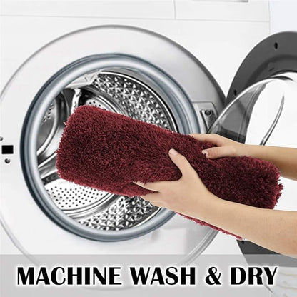 Suchtale Non Slip Bath Mat (16 x 24, Red) - Soft Microfiber Shaggy Mat, Machine Washable, Thick Plush for Shower