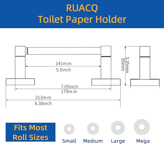 Ruacq Toilet Paper Holder-White Tissue Roll Holder Double Post Pivoting Square Base Wall Mounted for Bathroom