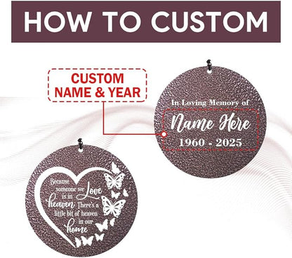 45inch Personalized Wind Chimes, Metal Memorial Wind Chimes, Heart Butterfly Wind Chime for Loss of Loved Dad/Mom, Sympathy Memorial Gifts Wind Chime Deep Tone Outdoor Decorations