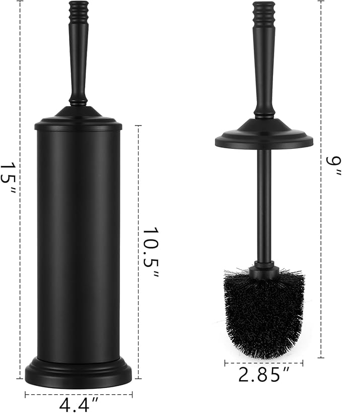 Black Toilet Brush and Holder Set, Stainless Steel Toilet Brush for Bathroom,Heavy Duty Black Toilet Bowl Brush and Holder,Deep Cleaning Modern Toilet Cleaner Brush -Space Saving, Covered Brush