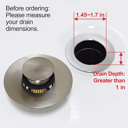 Bathtub Stopper | Pop-up Tub Stopper with Strainer, Shower Drain Hair Catcher | Bathroom Drain Plug | Drain Protector for 1-1/2 to 1-3/4" Bath Drain Hole