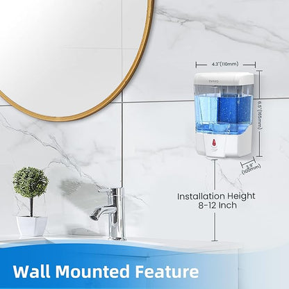 SVAVO Automatic Soap Dispenser Touchless, 21oz/600ml Soap Dispenser Wall Mount, Liquid Soap Dispensers for Hand Soap Refill, Bathroom, Kitchen, Household, Commercial Place, ABS Plastic White