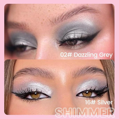 evpct 2Pcs Cream Eye Shadow Brightener Sticks Set for Eyes Waterproof, Dazzling Grey & Silver Shimmer Cream Eyeshadow Applicator Stick Long Lasting Pigmented Eye Makeup sombras en crema para ojos 2+16