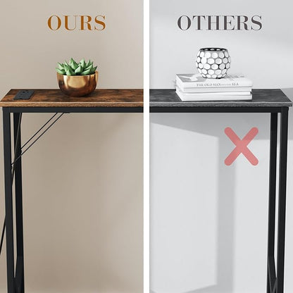 39.4" Console Table, Skinny Entryway Table with Fast-Charging Station, Narrow Long Sofa Table, Behind Slim Couch Table for Entrance, Hallway, Living Room Decor ST-BR100-1