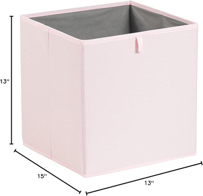 Amazon Basics Cube Organizer Bins, Collapsible Storage Baskets for Shelves, Peony Pink, Pack of 6, 13x15x13"