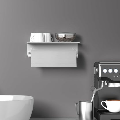 Toilet Paper Holder White, iMonse Toilet Paper Holder Wall Mount,Toilet Paper Holder with Shelf for Bathroom Kitchen RV,with Adhesive & Screw