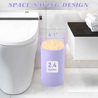 Purple Bathroom Set, Purple Bathroom Accessories Set with Trash Can, 2PCS Soap Dispensers, Soap Dish, Toothbrush Holder, Toothbrush Cup,Toilet Brush, Tray and Qtip Holders for Bathroom Decor