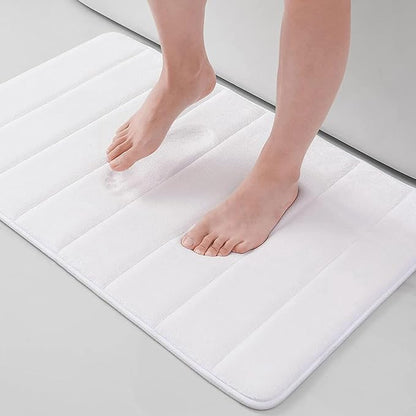 Buganda Memory Foam Bath Mat, 30" x 20", Ultra Soft and Non-Slip Bathroom Rugs, Water Absorbent and Machine Washable Bath Rug for Bathroom, Shower, and Tub, White