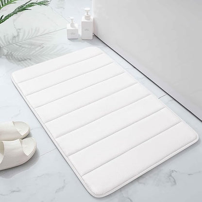 Buganda Memory Foam Bath Mat, 24" x 16", Ultra Soft and Non-Slip Bathroom Rugs, Water Absorbent and Machine Washable Bath Rug for Bathroom, Shower, and Tub, White