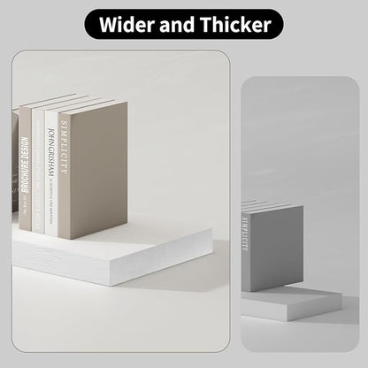 SAUMONIERES Floating Shelves 8 Inch Deep Solid Wood Wide Wall Shelf Set of 1 Wall Mounted for Bedroom Bathroom Living Room Kitchen, 55 Inch White