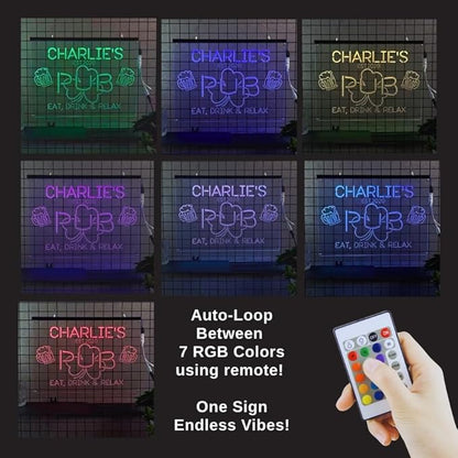 Personalized Beer O'Clock Neon Sign, Custom Wall Sign for Home Bar, Man Cave, Pub, Game Room, LED Beer Light Decor (Cocktail Bar 02)