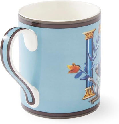Spode Kit Kemp 12oz Mug, I Initial - Fine China Coffee Cup with Floral Alphabet Design, Custom Letter Mug for Unique Gift Giving - Personalized Kitchen Drinkware, Dishwasher Safe & Stylish