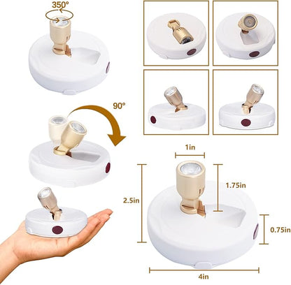 Battery Operated Spotlights, Cordless Picture Light, Dimmable Accent Lighting, Wireless LED Puck Lights, Stick on Lights with Remote for Plant Photo Painting Art Dartboard Portrait