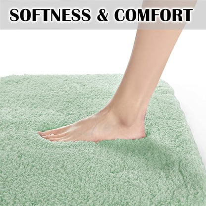 Suchtale Bathroom Rug, 20"x32" Pale Green Bath Mat, Non-Slip Shaggy Microfiber Mat for Bathroom, Soft Water Absorbent & Machine Washable Plush Shower Rug