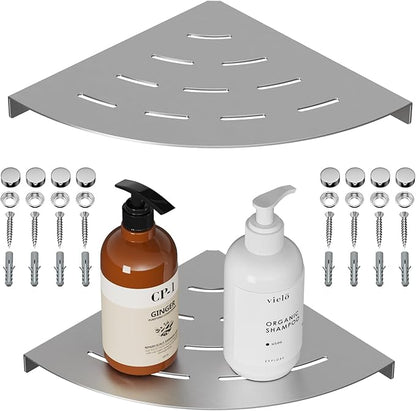 2 Pack Corner Shower Shelves Load Capacity 40 lbs 304 Stainless Steel Shower Corner Shelf Will not Rust 8in Shower Shelf for Inside Shower Brushed Nickel Drilling Installation