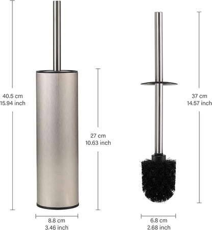 Toilet Brush and Holder Set Premium Material Toilet Bowl Cleaner Free Standing Toilet Bowl Brush and Holder 1pack Brushed Nickel
