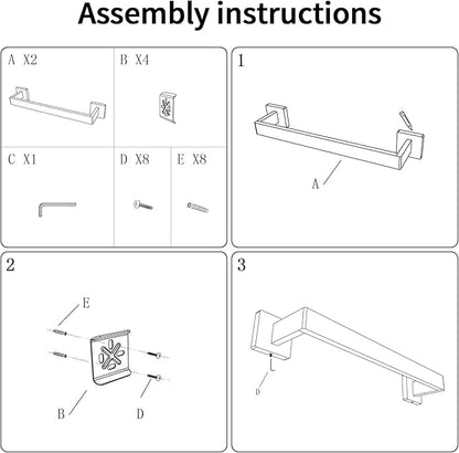 Bathroom Towel Bar,24 Inch Towel Racks for Bathroom Wall Mounted,Stainless Steel Towel Rail Hanger for Wall,Matte Black Towel Holder for Wall, Kitchen(2 Pack)