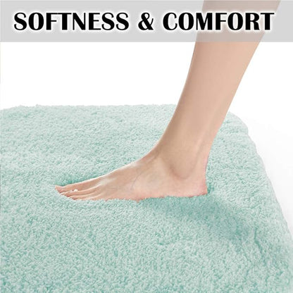 Suchtale Bathroom Rug Non Slip Bath Mat for Bathroom (16 x 24, Aqua) Water Absorbent Soft Microfiber Shaggy Mat Machine Washable Bath Rug for Thick Plush Rugs for Shower.