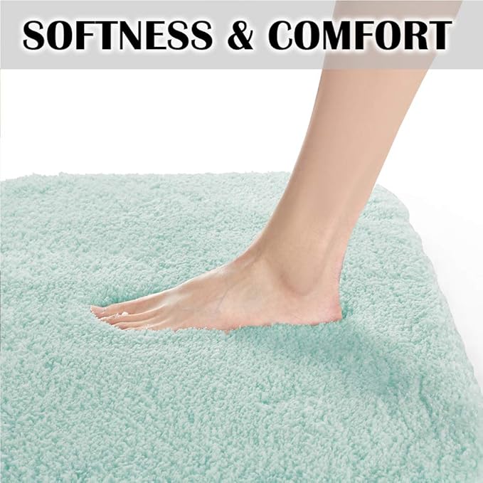 Suchtale Extra Soft & Absorbent Shaggy Bath Mat (24 x 40, Aqua) - Machine Washable Microfiber, Non Slip, Luxury Floor Mat