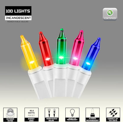 100LIGHTS Multi Easter Mini String Lights，Connectors Christmas Decorative Lights 19.6 UL Certified Waterproof for Easter Home Garden Holiday Christmas Tree Party Patio Wedding