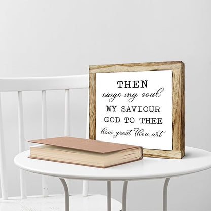 Rustic Wood Sign – ‘Sings My Soul’ Inspirational Wooden Plaque – Small Table or Shelf Decor, Spiritual Desk Sign, Wall Art for Home, Bedroom, Farmhouse Living Room, Motivational Quote, Home Decoration
