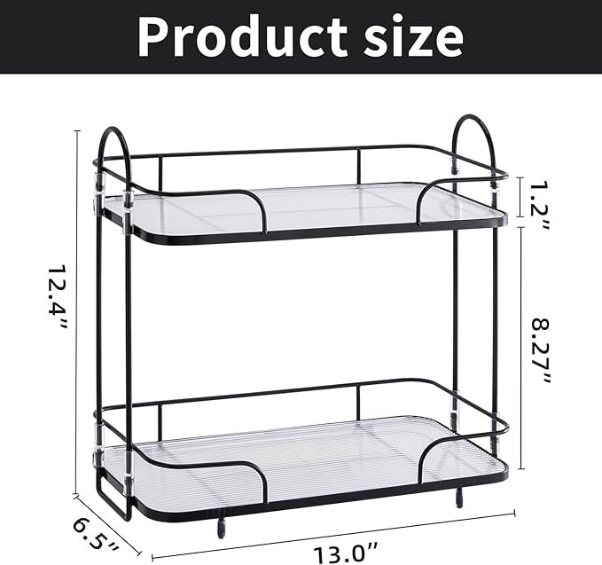 2 Tier Corner Bathroom Counter Organizer, Cosmetic Skincare Organizer, Bathroom Countertop Perfume Tray Vanity Organizer, Kitchen Spice Corner Storage Shelf