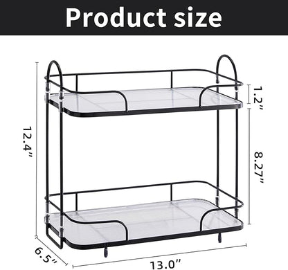 2 Tier Corner Bathroom Counter Organizer, Cosmetic Skincare Organizer, Bathroom Countertop Perfume Tray Vanity Organizer, Kitchen Spice Corner Storage Shelf