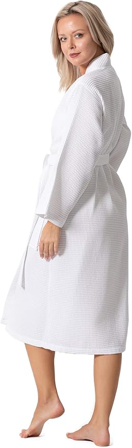 Turkish Linen Waffle Knit Lightweight Kimono Spa & Bath Robes for Women - Quick Dry - Soft