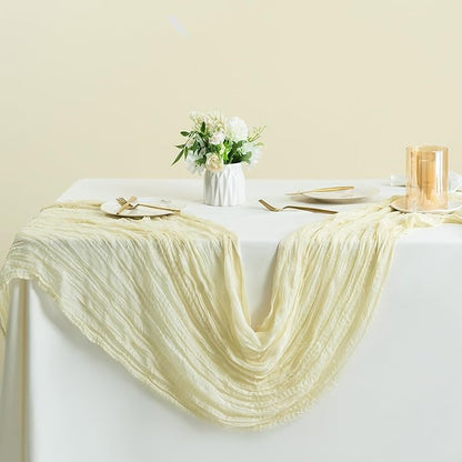 Sioloc 10 Pack Beige Cheesecloth Table Runner Fall Autumn Decor for Home 10ft Table Cloth for Tea Wedding Birthday Party Baby Bridal Shower Halloween Thanksgiving