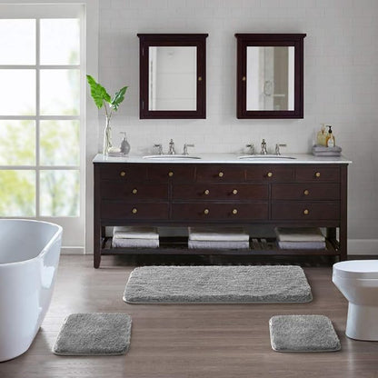 Suchtale Extra Soft & Absorbent Shaggy Bath Mat (24 x 40, Grey) - Machine Washable Microfiber, Non Slip, Luxury Floor Mat